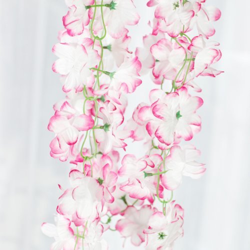 2x Kuenstliche Azalee Girlande Blumen Rebe Hochzeits Garten Dekoration – Rosa und Weiss - 4