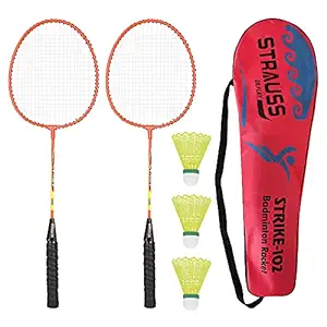 Strauss Strike Iron & Aluminum Blend Badminton Racquet, Single & Pair, (Multicolor)