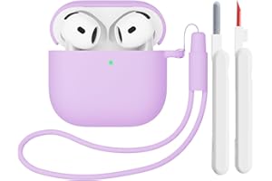 Mocarheri Custodia Case Compatibile con AirPods 4 2024 con Kit di Pulizia, Premium Silicone per Airpods 4 Custodia Cover Custodia protettiva in silicone antiurto, LED Frontale Visibile, Viola