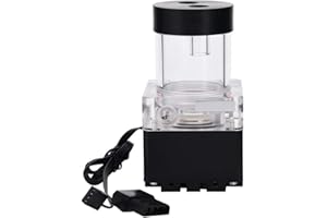 EBOXER 800L/H 8W 7V Water Cooling Pump Tank with 4 Meters Pump Head & LED Power Indicator G1/4 Thread Fast Heat Dissipation CPU Cooling System (Black 12cm)