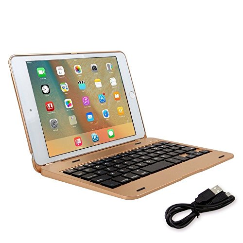 Golden Ultradünne Drahtlose Bluetooth Tastatur Keyboard Case/Hülle für Apple iPad Mini 4, Hart Schale Case Schutzhülle QWERTY Tastatur