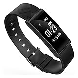 WSWJJXB Smart Armband Sportuhr Herzfrequenz Blutdruck Schlaf Erkennung (Farbe : SCHWARZ)