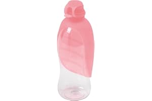 United Pets Leaf - Borraccia per Cani, Ciotola da Viaggio per Cani, di Design, in Silicone, Colore Rosa Chiaro. Dispenser Acqua da Viaggio, Ciotola per Acqua con Bottiglia Inclusa