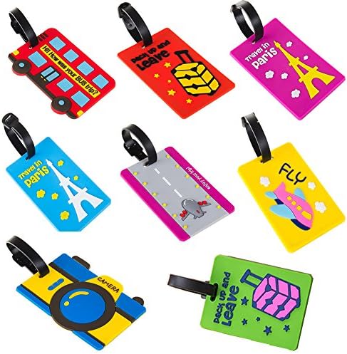 Fiting Soft Cartoon Travel Luggage Tags Labels Suitcase Luggage Bag Tags Labels,Travel Bag Tags Labels Airlines Baggage Labels Pack of 8pcs