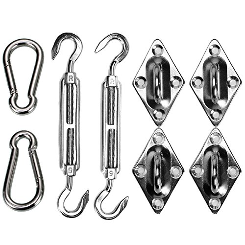 DDOQ Utile Snap Hook Turnbuckle Set 8pcs Acier Inoxydable Sun Sail Shade Fixation Fixations Fixation Padeye Turnbuckle Snap Hook