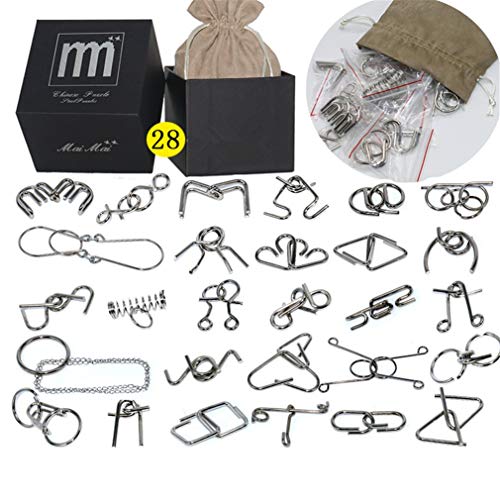 Gracelaza 28 Pezzi Set di Rompicapo in Metallo - Giocattolo Educativo Intelligenza - Puzzle Game 3D Gioco di Mente - Giocattolo Bambini e Ragazzi Intelligenza per Adulti e Bambini