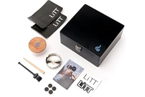 LITT Original Stash Box -Wooden Storage Rolling Box including accessories; airtight smell proof container, bags tray and more the Ultimate Discreet Accessory Organise Your Stash in style- Black