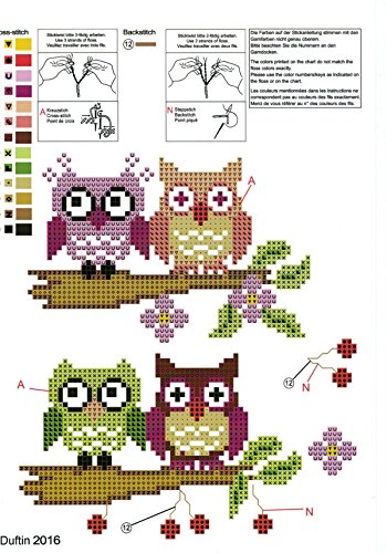 Zauberhafte Stickpackung “ VERLIEBTES EULENPAAR “ – toller Tischläufer 40 cm x 100 cm – Kreuzstich vorgezeichnet – Stickgarn und Stickdecke aus 100 % Baumwolle – fertig gesäumt mit eingewebtem Zierrand – qualitativ hochwertig – zum Sofort-Loslegen – zum Selbersticken – aus dem KAMACA-SHOP ( Tischläufer 40 cm x 100 cm ) - 2