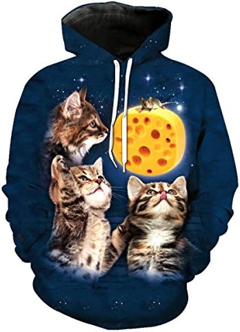 Xmas Men Loose Large Size Street Style Meow Star Pattern Hooded Sweater Hoodies Pullovers Sweaters Baseball Clothing,2417-2XL