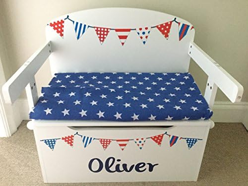 Seat Cushion (ONLY) for Toy Box Handmade (co-ordinates with Toy Box/Desk) See other listings (Red/white Stars, Fabric)