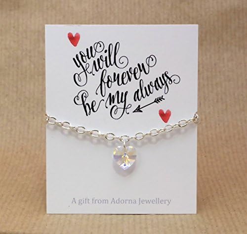 Valentines Day Gift Swarovski Crystal Heart Bracelet Handmade by Adorna Jewellery