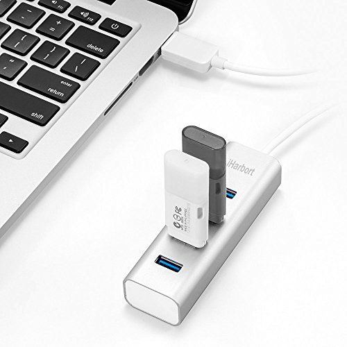 iHarbort® USB 3.0 4-Port Hub kompakte mit einem eingebauten 17cm USB 3.0-Kabel für Windows 8.1, 8, 7, Vista, XP, Apple Mac (4-Port,Silber) - 3
