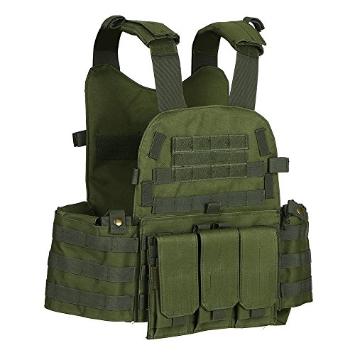 Lixada Outdoor Modulaire Molle Vest Chasse Poitrine Carrier Gilet avec Poche D'hydratation (Armée Verte)