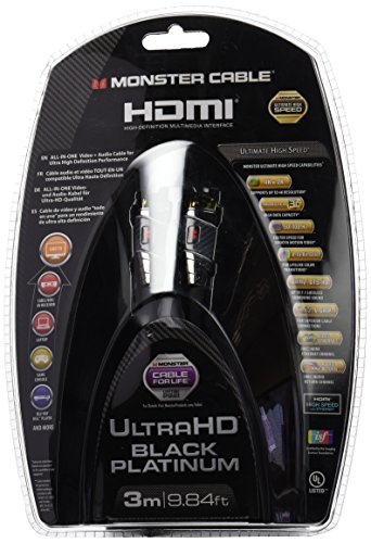 Monster BLACK PLATINUM Ultimate High Speed HDMI-Kabel (27 Gbps, V-Grip, Cable for Life) 3m