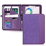 Toplive Porte Documents A4 Conférencier Classeur Zippé Organiseur dossier de conférence en Cuir PU pour Réunion/Cartes de Visite professionnel/agenda d'affaires/Bureau/École,Violet
