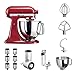 Produktbild KitchenAid Küchenmaschine Artisan, 5KSM125PS, Veggie Paket inkl. TOP Zubehör: Gemüseschneider inkl. Zusatztrommeln, Spiralschneider und Standardzubehör (Empire Rot)