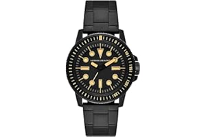 Armani Exchange Orologio da uomo a tre lancette in acciaio inossidabile, cassa da 44 mm con cinturino in acciaio inossidabile