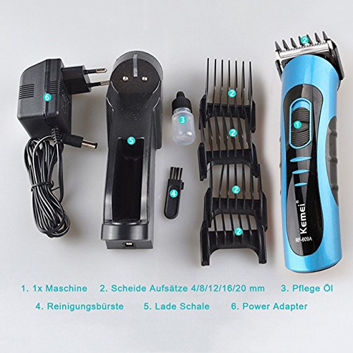 SPEED Haartrimmer Haarschneider Haarschneidemaschine Haar Rasierer mit Ladestation und 5 Aufsätzen KM-609A - 5