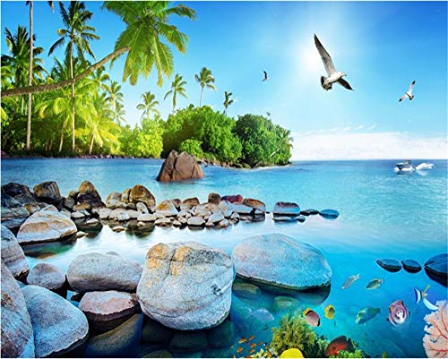 Preisvergleich Produktbild Weaeo Kundenspezifischer Tapetenschöner Meerblickhintergrund Der Insel 3D Fernsehhintergrundwandhauptdekoration... Mauert Tapete 3D-250X175Cm