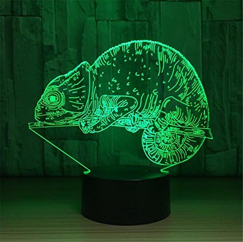 3D Lamp LED Night Light Optical Illusion 7 Colour Changing USB Touch Button And Intelligent Remote Control Desk Table Lighting Nice Gift Home Office Decorations Toys(Chameleon)