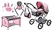Produktbild Bayer Design 1500815 1500815-Puppenwagen Grande Set mit Bett und Zubehör Puppen, 46 cm, grau/rosa