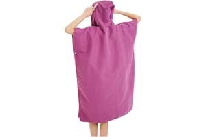 SOKEY Changing Robe Hooded Towel Poncho For Beach Bath Swimming Wetsuit Surf Quick Dry Microfiber Towels For Adults Teenagers(Purple)