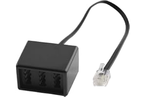 BestPlug 20cm Telefon Fax Kabel Adapter Verteiler Splitter Weiche Verbindungsstück, RJ11 Stecker auf 1 TAE-N Buchse und 2 TAE-F Buchse, Schwarz