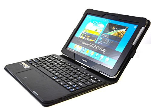 MQ - Galaxy Note 10.1 Bluetooth Tastatur Tasche mit Multifunktions-Touchpad | Hülle mit Bluetooth Tastatur und integriertem Touchpad für Samsung Galaxy Note 10.1 WiFi GT-N8000, Note 10.1 WiFi N8010, Note 10.1 LTE N8020 | Schwarz
