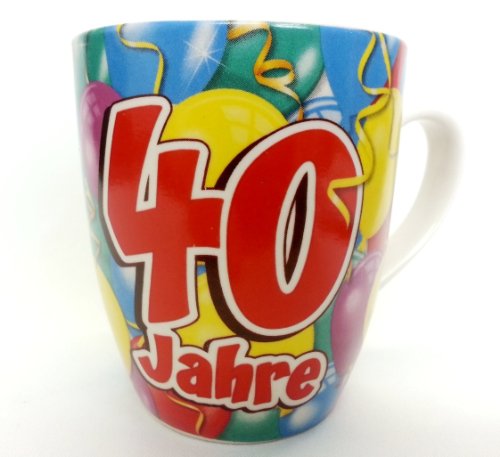 Tasse mit Aufdruck, Motiv, Spruch und Postkarte Endlich 40, 40. Geburtstag