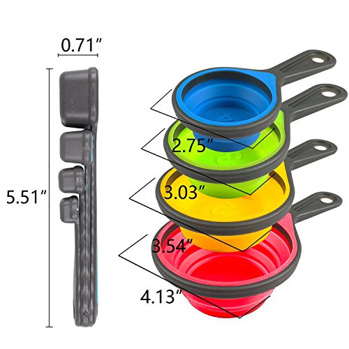 klappbar Backen Messbecher und Löffel Set – Bunt und flexible Backen Werkzeuge Ideal für Zuhause Backen, Kochen, Outdoor Picknick oder Camping, Set von 8 - 2