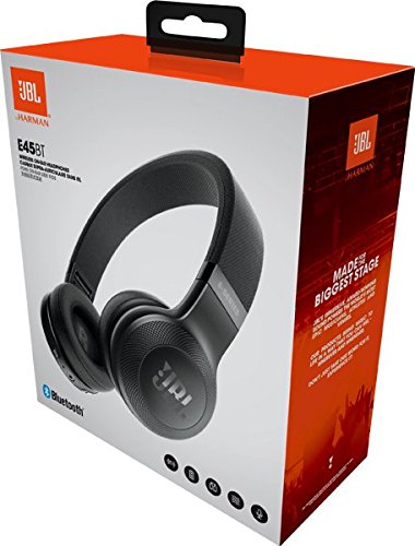 JBL E45BT On-Ear Ohraufliegender Bluetooth KopfhÃ¶rer Faltbar Inkl. Abnehmbares Verwicklungsfreies Textilkabel mit Universeller 1-Tasten-Fernbedienung mit Integriertem Mikrofon - Schwarz