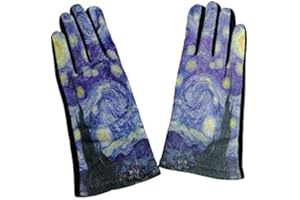 PIROIT TF Guanti arte dipinti pittori donna mamma zia nonna eleganti touch screen regalo natale compleanno van gogh notte stellata amsterdam