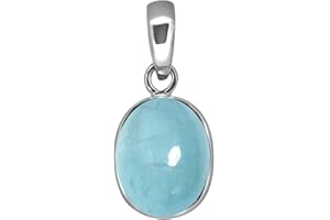 55CARAT Colgante con aguamarina ovalada auténtica de 3 quilates y medallón de plata de ley, piedra natal, color azul