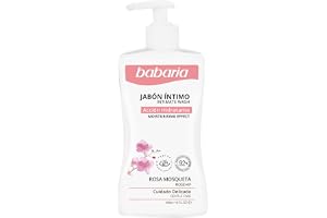 Babaria - Jabón Íntimo Hidratante con Rosa Mosqueta y Ácido Láctico, Respeta el PH Íntimo, Testado Bajo Control Ginecológico