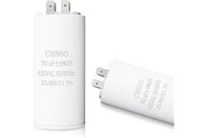 FERCAISH CBB60 Motor Run Capacitor, 450VAC 50/60HZ Cylindrical Capacitor for Motor Run, Washing Machines, Air Conditioners and Water Pumps (30uf-450v)