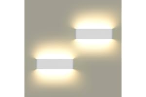 CHANGM Lámpara de Pared LED Para Exterior Interior, 2 Unidades, 12W, Lámpara de Pared Más Clara, Moderna Iluminación de Pared, Perfecta Para Dormitorio, Dalón, Escaleras y Cuarto de Baño, Blanco Cálido