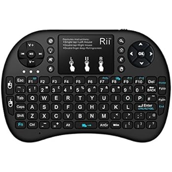 Rii i8+ 2.4Ghz LED Backlit Mini Wireless Keyboard With Touch Pad Mouse UK Layout With Built-in Rechargeable Battery Black KODI XBMC Raspberry Pi Android Box HTPC IPTV Remote Control