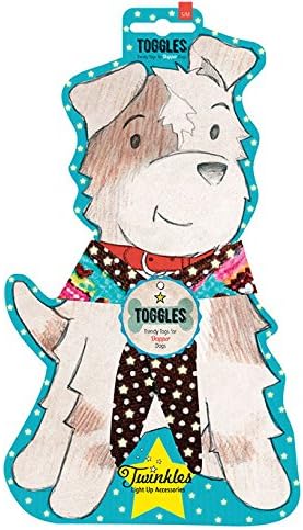 Toggles LED Light Up Dog Bandana, Medium/Large, Hot Pink/Gold Stars