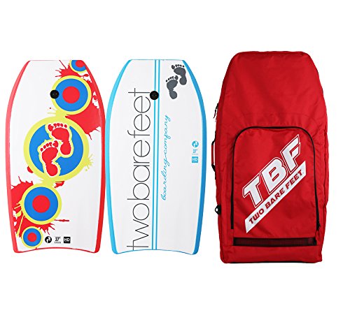 Two Bare Feet 37" Bodyboard Bundle - 2 x 37 Bodyboards of your choice + Premium Double Carry Bag (Splat (Red)+Board Co (Blue)+Red Bag)