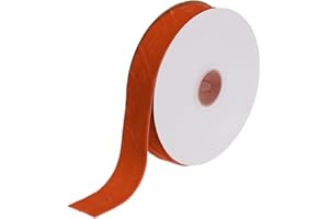 sourcing map Velvet Ribbon 1 Inch x 10 Yard Single Face Spool Silky Velvet Fabric for Bouquets DIY Crafts Gift Wrapping Wedding Party Dark Orange