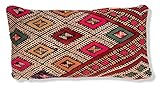 Tamaño: 65 x 35 cm Pufs & Pillows Funda de cojín Pueblo bereber Rectángulo - Hecho a Mano - Almohada (Lana y algodón 65 x 35 cm