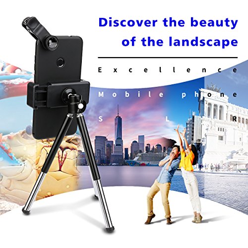 AFAITH Kit per obiettivi Smartphone, telecomando Bluetooth + mini treppiedi + occhiali da pesca + obiettivo grandangolare + macro + obiettivo telecamera 2X per iPhone 7 / 6S / 6 - PA073