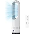 Faryuan 22 Inch Cooling Bladeless Fan, Tower Fan 80° Oscillating with Remote, 9H Timer, 8 Speeds, Portable Quiet Cooling Fan for Indoor, Bedroom, Home Office Room(White,22 inches Cooling Only)