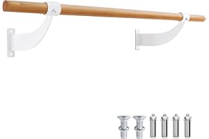 GYMAX Barre de Danse Classique Murale en Bois, Barre de Danse ∅3,8cm & 120cm de Largeur à Hauteur Fixe pour Maison, École, Studio