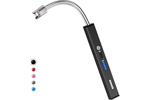 RONXS Candle Lighter, Electric Lighter, USB Rechargeable Arc Lighter with LED Battery Display, Windproof Long Lighter for Candles, kitchen, Gas Stove, Camping (Black)