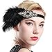 Produktbild ArtiDeco 1920s Feder Stirnband 20er Jahre Stil Art Deco Flapper Haarband Great Gatsby Stirnband Damen Kostüm Accessoires (Schwarze Feder mit elastischem Band)
