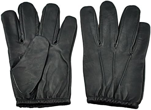 Premium Black leather police search motorbike gloves Bluf uniform (Large)