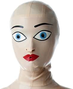 Unisex Latex Full Cover Zentai Hood Mask – Open Eyes & Mouth, Black, Face Cover Costume
