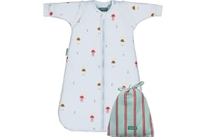 molis&co babysovsäck med fötter och strumpa, tog, 2,5–100 % bomull, blöjbyte, lätt dragkedja, vinterturbulette för spädbarn (leepy kaniner, 6–12 månader)