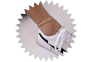 TseenYi - Cavigliera da spiaggia a strati con catena cubana, accessorio regolabile per donne e ragazze, colore: oro